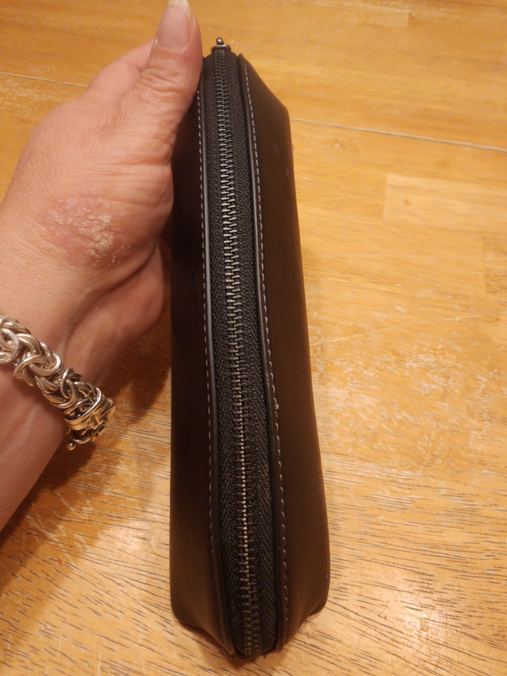 Coach Leather Pencil Case in black featuring a smooth leather finish - Picture 11 of 15